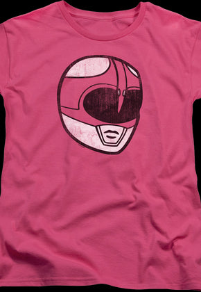 Womens Pink Ranger Helmet Mighty Morphin Power Rangers Shirt