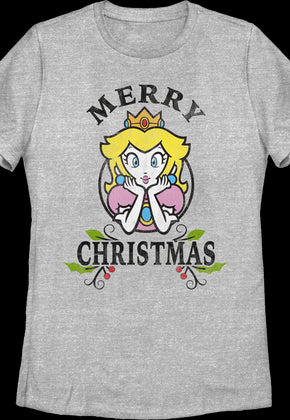 Womens Princess Peach Merry Christmas Nintendo Shirt