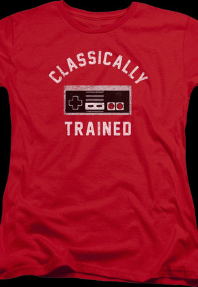 Womens Red Classically Trained NES Controller Shirt