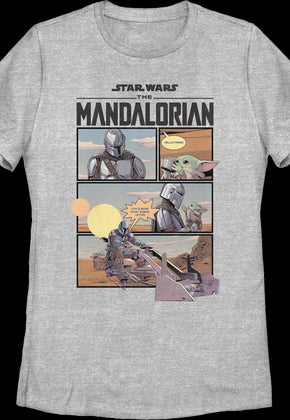 Womens The Mandalorian Comic Book Panels Star Wars Shirt