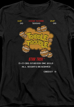 Womens Tribble Trouble Video Game Star Trek Shirt