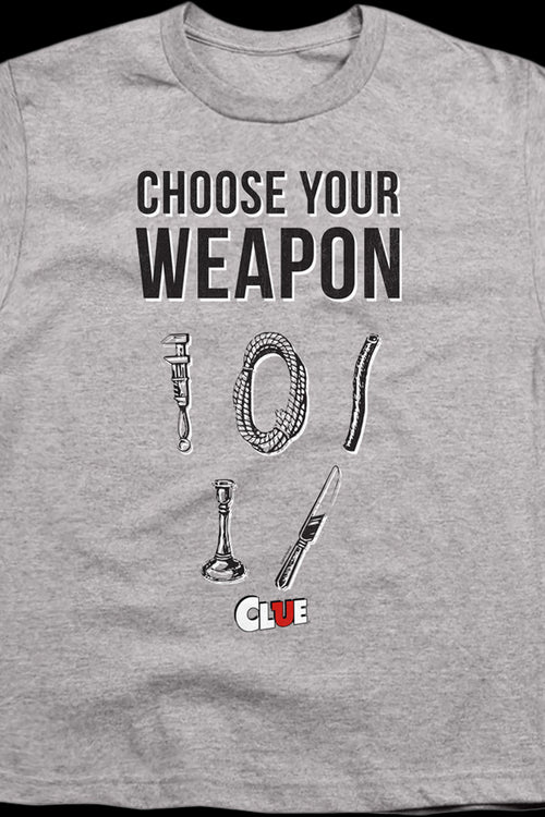 Youth Choose Your Weapon Clue Shirtmain product image
