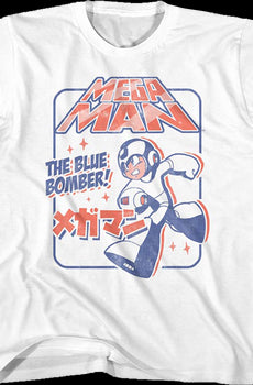 Youth Distressed Blue Bomber Mega Man Shirt