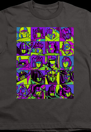 Youth Neon Pop Art Robot Collage Transformers Shirt