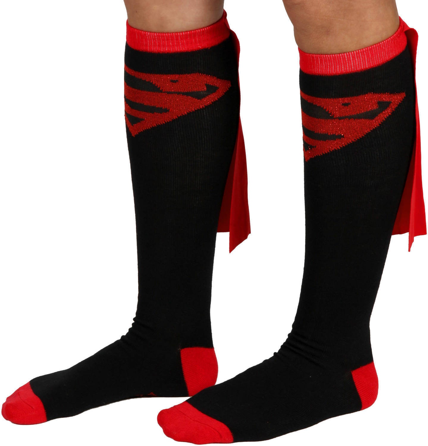 Black Superman Caped Knee High Socks