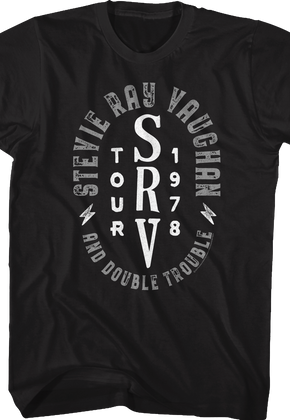 1978 Tour Stevie Ray Vaughan And Double Trouble Black T-Shirt