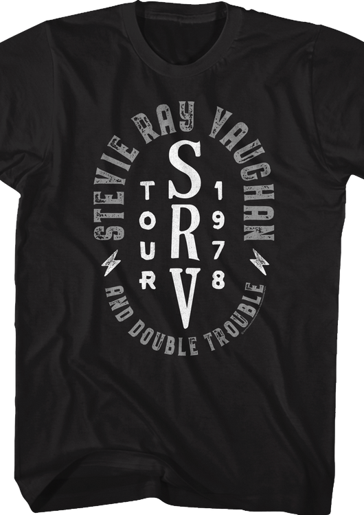 1978 Tour Stevie Ray Vaughan And Double Trouble Black T-Shirt - main product image