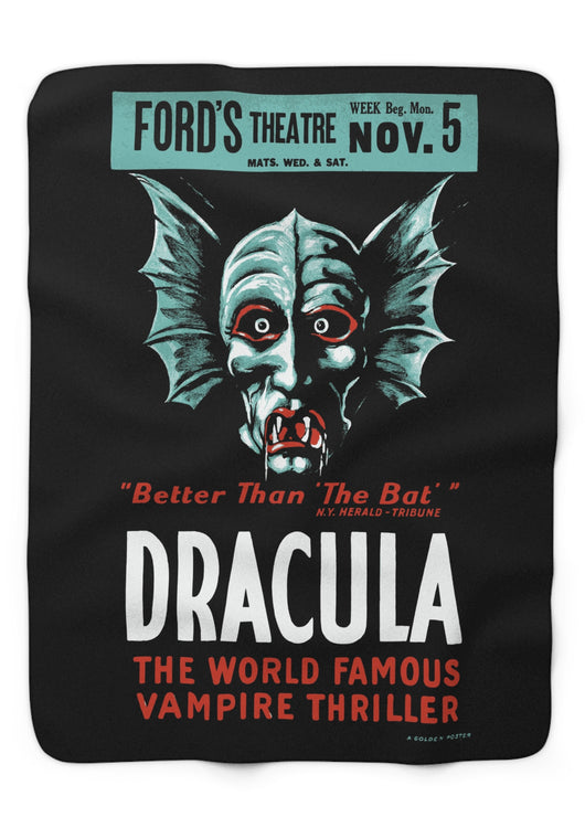 Dracula Vintage Horror Poster Sherpa Fleece Blanket | Halloween Throw - main product image