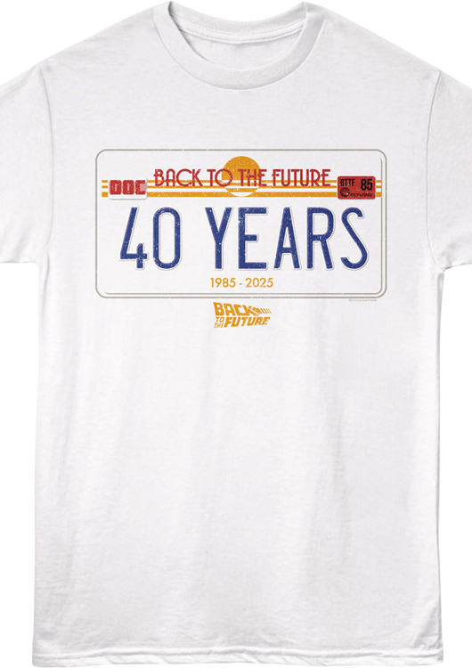 40 Years License Plate Back To The Future T-Shirt - main product image