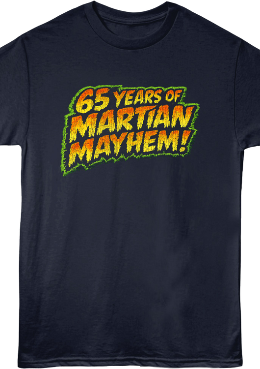 Front & Back 65 Years Of Martian Mayhem Mars Attacks T-Shirt - main product image