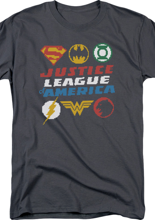 8-Bit Logos Justice League of America DC Comics T-Shirt - main product image