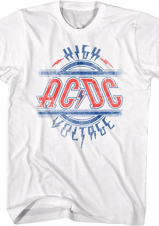 Red White And Blue High Voltage Logo ACDC T-Shirt - main product image