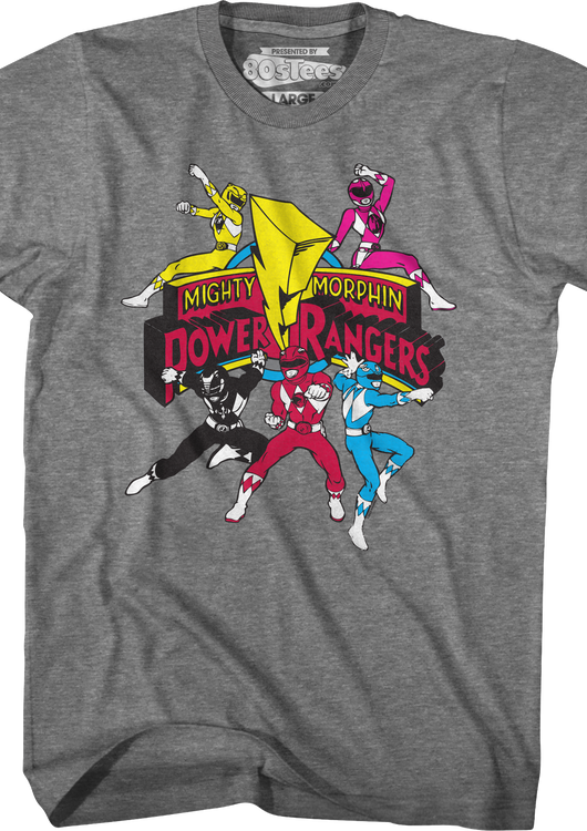 Action Poses Mighty Morphin Power Rangers T-Shirt - main product image