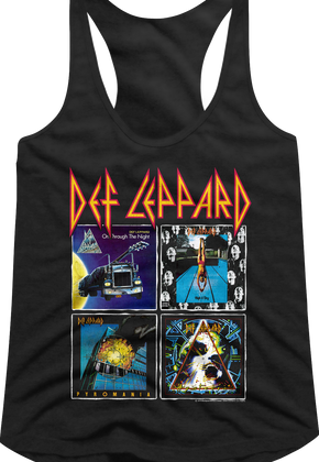 Ladies Album Covers Collage Def Leppard Racerback Tank Top