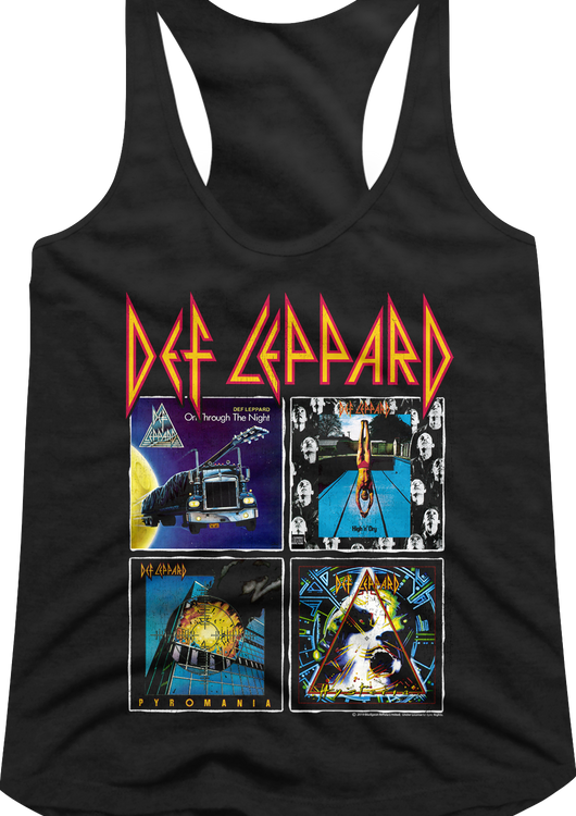 Ladies Album Covers Collage Def Leppard Racerback Tank Top - main product image