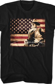 American Flag Autograph John Wayne T-Shirt