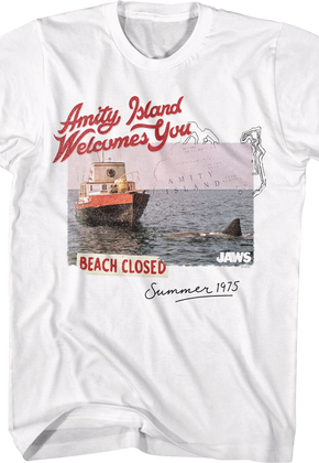 Amity Island Beach Closed Postcard Jaws T-Shirt