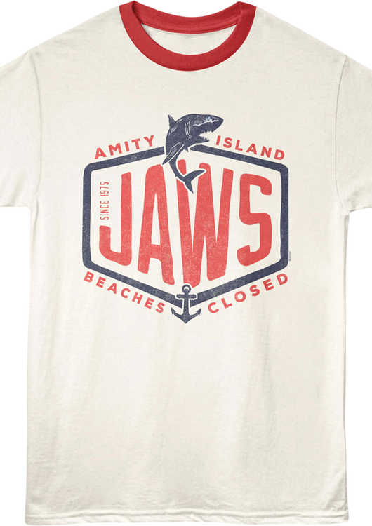 Amity Island Beaches Closed Jaws Ringer Shirt - main product image