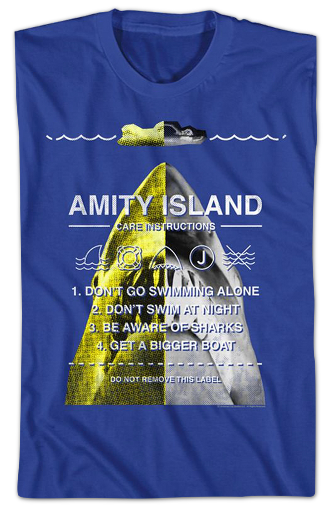 Amity Island Care Instructions Jaws T Shirt