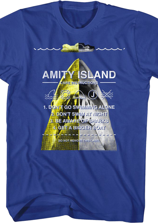 Amity Island Care Instructions Jaws T-Shirt - main product image