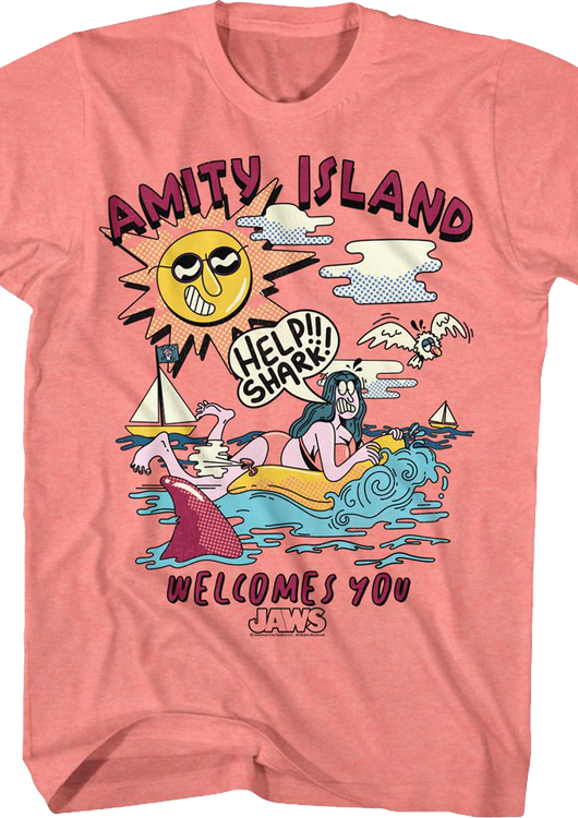 Amity Island Welcomes You Illustration Jaws T-Shirt - main product image