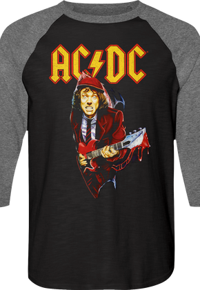 Angus Young Bloody Guitar ACDC Raglan Baseball Shirt