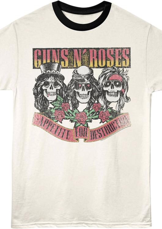 Appetite For Destruction Skulls & Banner Guns N' Roses Ringer Shirt - main product image