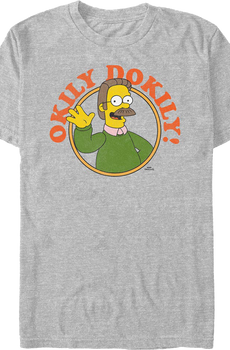 Athletic Heather Ned Flanders Okily Dokily Simpsons T-Shirt