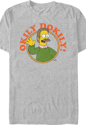 Athletic Heather Ned Flanders Okily Dokily Simpsons T-Shirt