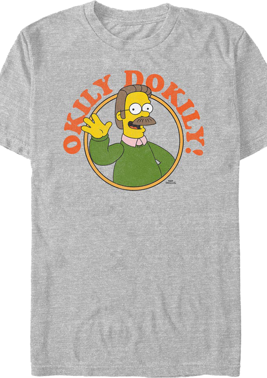 Athletic Heather Ned Flanders Okily Dokily Simpsons T-Shirt - main product image