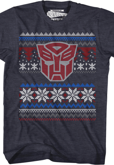 Autobot Faux Ugly Christmas Sweater Transformers T-Shirt