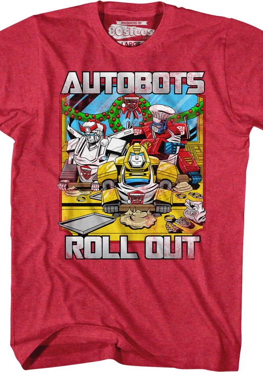 Autobots Roll Out Red Transformers Christmas T-Shirt - main product image