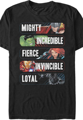 Avenger Adjectives Marvel Comics T-Shirt