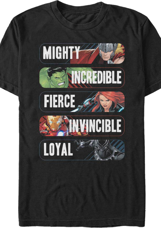 Avenger Adjectives Marvel Comics T-Shirt - main product image