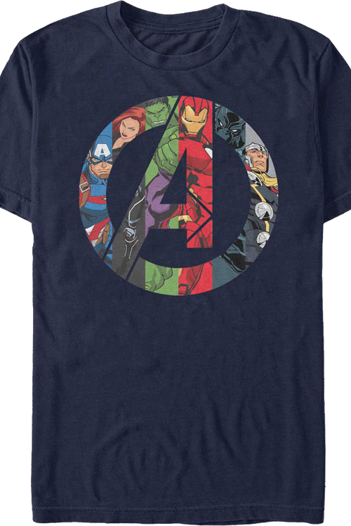Avengers Characters And Logo Marvel Comics T-Shirtmain product image