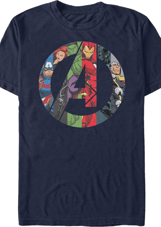 Avengers Characters And Logo Marvel Comics T-Shirt - main product image