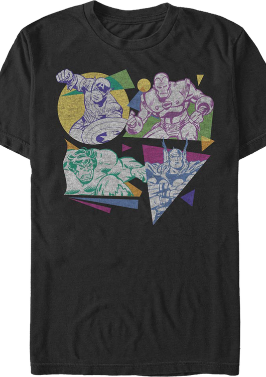 Avengers Retro Shapes Marvel Comics T-Shirt - main product image