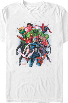 Avengers Team Action Poses Marvel Comics T-Shirt
