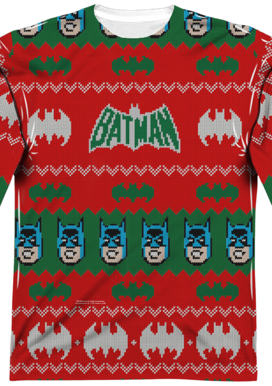 Batman Ugly Christmas Faux Sweater Long Sleeve Tee - main product image
