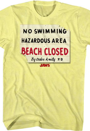 Beach Closed Sign Jaws T-Shirt