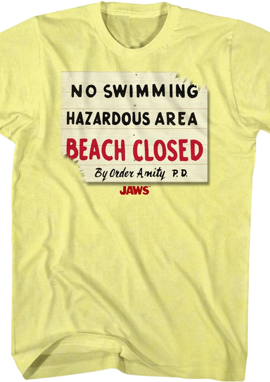 Beach Closed Sign Jaws T-Shirt - main product image