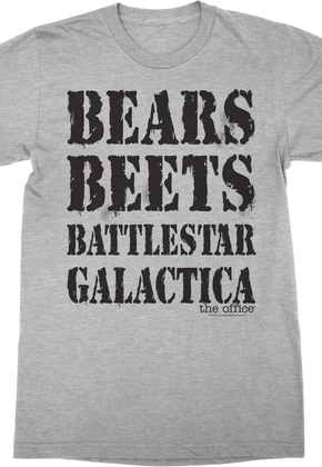 Gray T-Line Bears Beets Battlestar Galactica The Office T-Shirt