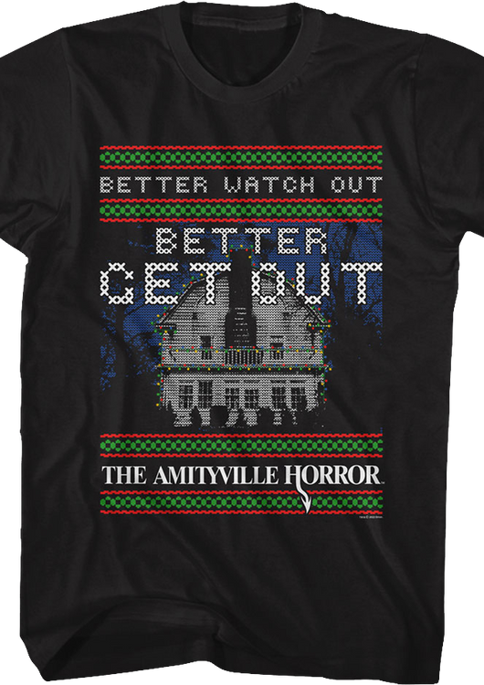 Better Watch Out Faux Ugly Christmas Sweater Amityville Horror T-Shirt - main product image