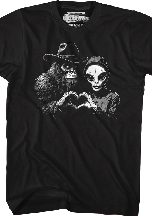 Bigfoot & Alien Love T-Shirt - main product image