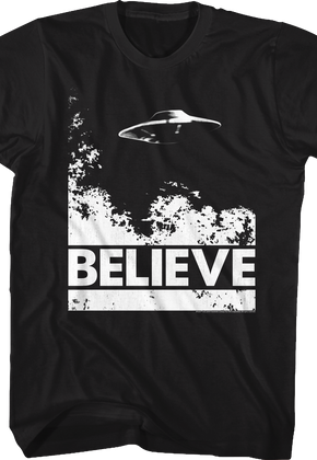 Black and White Believe Poster X-Files T-Shirt