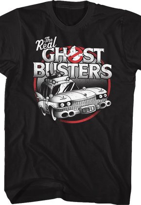 Black and White Ecto-1 Real Ghostbusters T-Shirt