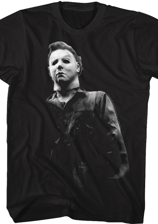 Black and White Michael Myers Halloween T-Shirt - main product image
