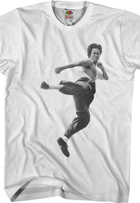 Black and White Motion Kick Bruce Lee T-Shirt