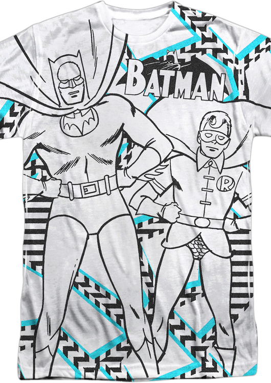 Black and White Sketch Batman and Robin T-Shirt - main product image
