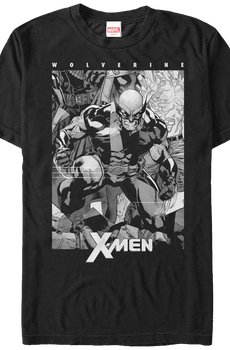Black and White Wolverine X-Men T-Shirt